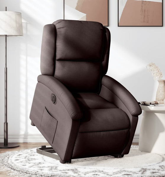Relaxsessel mit Aufstehhilfe Elektrisch Dunkelbraun Stoff