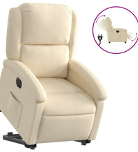 Relaxsessel mit Aufstehhilfe Elektrisch Creme Stoff