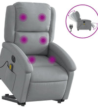 Elektrischer Massagesessel mit Aufstehhilfe Hellgrau Stoff