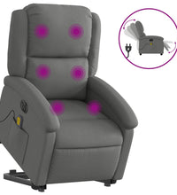 Elektrischer Massagesessel mit Aufstehhilfe Dunkelgrau Stoff