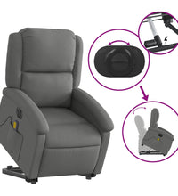 Elektrischer Massagesessel mit Aufstehhilfe Dunkelgrau Stoff