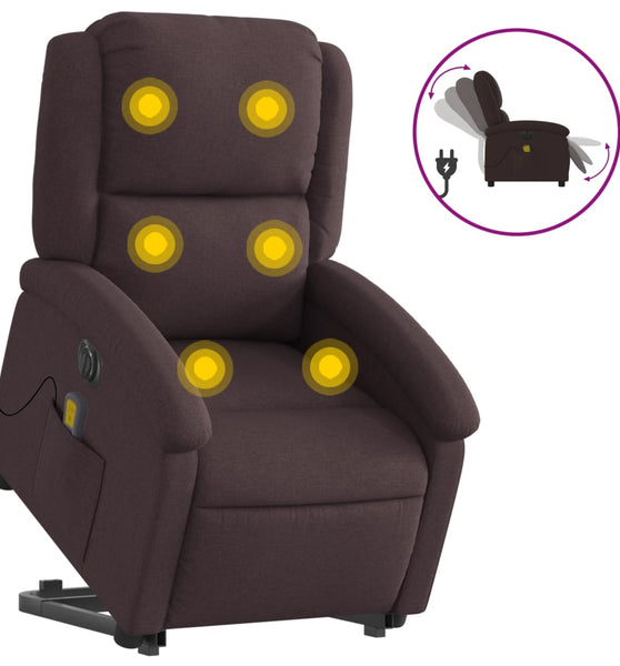 Elektrischer Massagesessel mit Aufstehhilfe Dunkelbraun Stoff