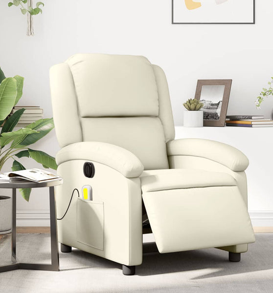 Massagesessel Elektrisch Creme Kunstleder
