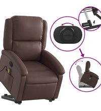 Massagesessel mit Aufstehhilfe Braun Kunstleder