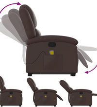 Massagesessel mit Aufstehhilfe Braun Kunstleder