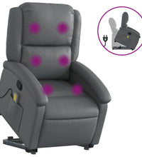 Massagesessel mit Aufstehhilfe Grau Kunstleder