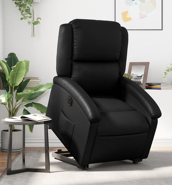 Relaxsessel mit Aufstehhilfe Elektrisch Schwarz Kunstleder