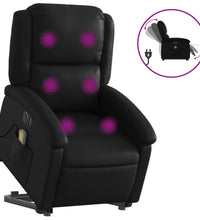 Massagesessel mit Aufstehhilfe Elektrisch Schwarz Kunstleder