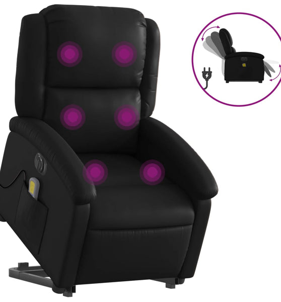 Massagesessel mit Aufstehhilfe Elektrisch Schwarz Kunstleder