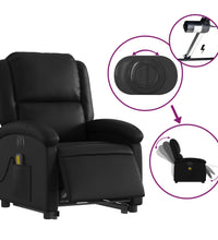 Massagesessel mit Aufstehhilfe Elektrisch Schwarz Kunstleder