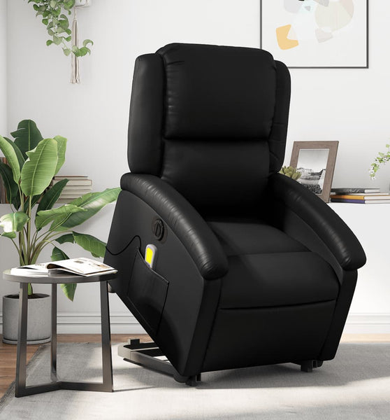 Massagesessel mit Aufstehhilfe Elektrisch Schwarz Kunstleder