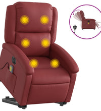 Massagesessel mit Aufstehhilfe Elektrisch Weinrot Kunstleder
