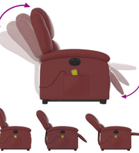 Massagesessel mit Aufstehhilfe Elektrisch Weinrot Kunstleder
