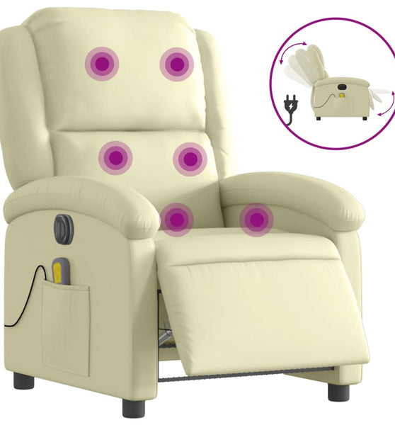 Massagesessel Elektrisch Creme Echtleder