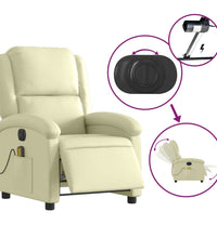 Massagesessel Elektrisch Creme Echtleder