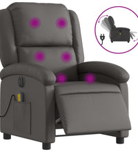 Massagesessel Elektrisch Grau Echtleder