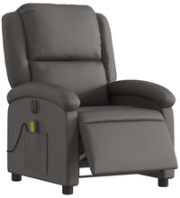 Massagesessel Elektrisch Grau Echtleder