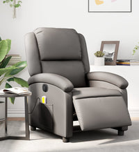 Massagesessel Elektrisch Grau Echtleder