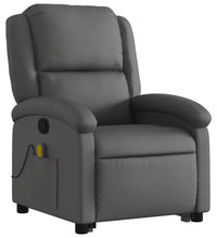 Massagesessel mit Aufstehhilfe Grau Echtleder