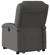 Massagesessel mit Aufstehhilfe Grau Echtleder