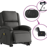 Massagesessel mit Aufstehhilfe Elektrisch Schwarz Echtleder