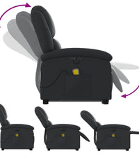 Massagesessel mit Aufstehhilfe Elektrisch Schwarz Echtleder