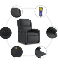 Massagesessel mit Aufstehhilfe Elektrisch Schwarz Echtleder