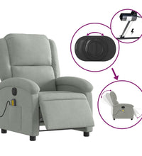 Massagesessel Elektrisch Hellgrau Samt