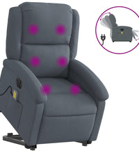 Massagesessel mit Aufstehhilfe Elektrisch Dunkelgrau Samt