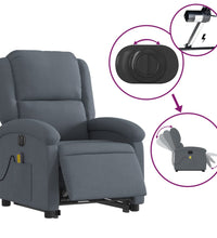 Massagesessel mit Aufstehhilfe Elektrisch Dunkelgrau Samt