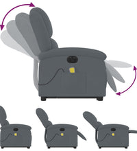 Massagesessel mit Aufstehhilfe Elektrisch Dunkelgrau Samt