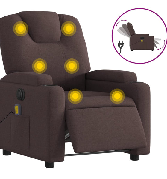 Massagesessel Elektrisch Dunkelbraun Stoff