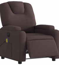 Massagesessel Elektrisch Dunkelbraun Stoff