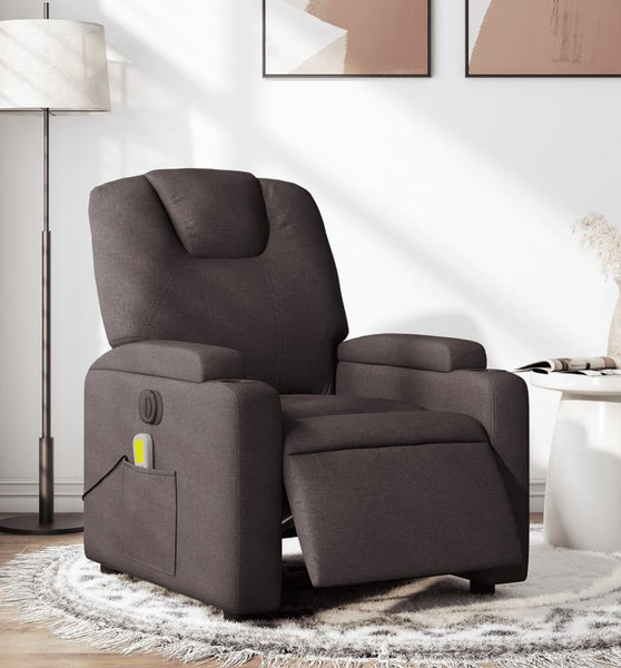 Massagesessel Elektrisch Dunkelbraun Stoff