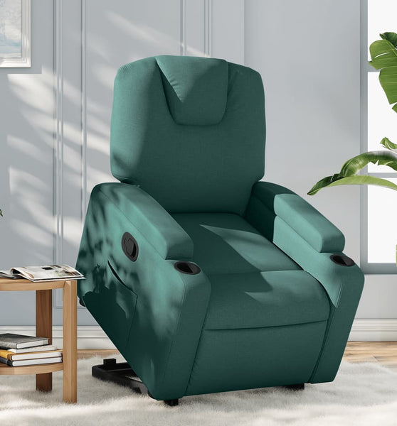 Relaxsessel mit Aufstehhilfe Dunkelgrün Stoff