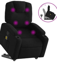Massagesessel mit Aufstehhilfe Schwarz Stoff