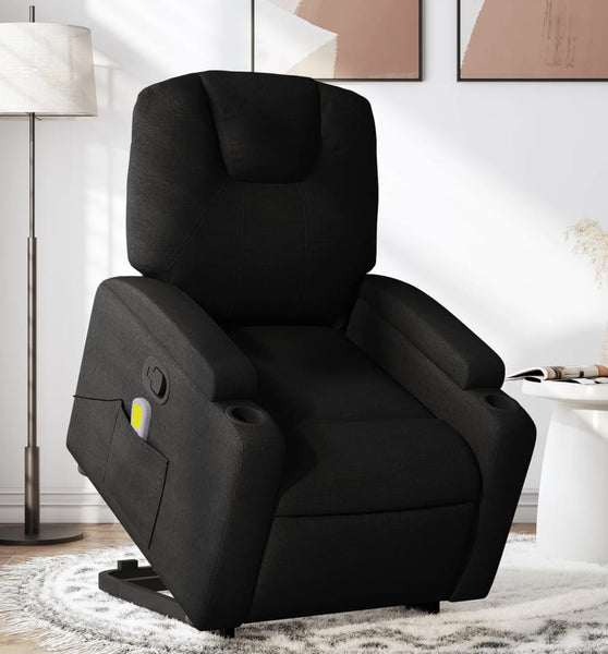 Massagesessel mit Aufstehhilfe Schwarz Stoff