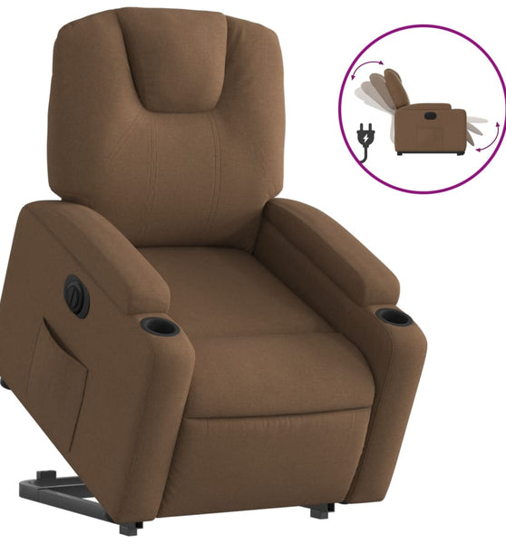 Relaxsessel mit Aufstehhilfe Elektrisch Braun Stoff