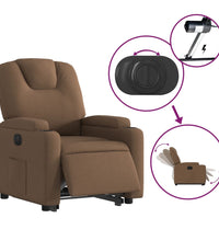 Relaxsessel mit Aufstehhilfe Elektrisch Braun Stoff