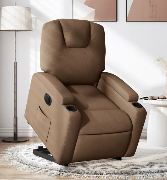 Relaxsessel mit Aufstehhilfe Elektrisch Braun Stoff