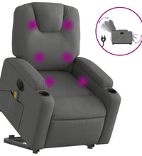 Elektrischer Massagesessel mit Aufstehhilfe Dunkelgrau Stoff