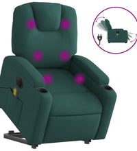 Elektrischer Massagesessel mit Aufstehhilfe Dunkelgrün Stoff