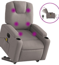 Elektrischer Massagesessel mit Aufstehhilfe Taupe Stoff