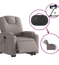 Elektrischer Massagesessel mit Aufstehhilfe Taupe Stoff
