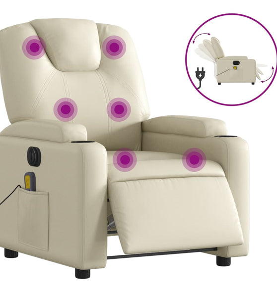 Massagesessel Elektrisch Creme Kunstleder