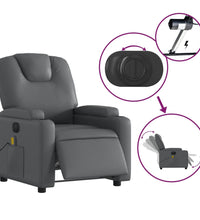 Massagesessel Elektrisch Grau Kunstleder