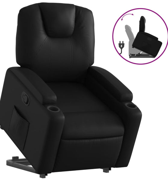 Relaxsessel mit Aufstehhilfe Schwarz Kunstleder