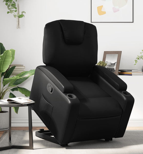 Relaxsessel mit Aufstehhilfe Schwarz Kunstleder
