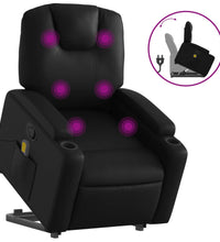 Massagesessel mit Aufstehhilfe Schwarz Kunstleder