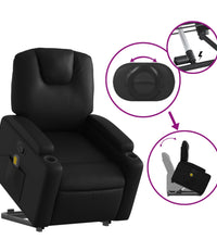 Massagesessel mit Aufstehhilfe Schwarz Kunstleder